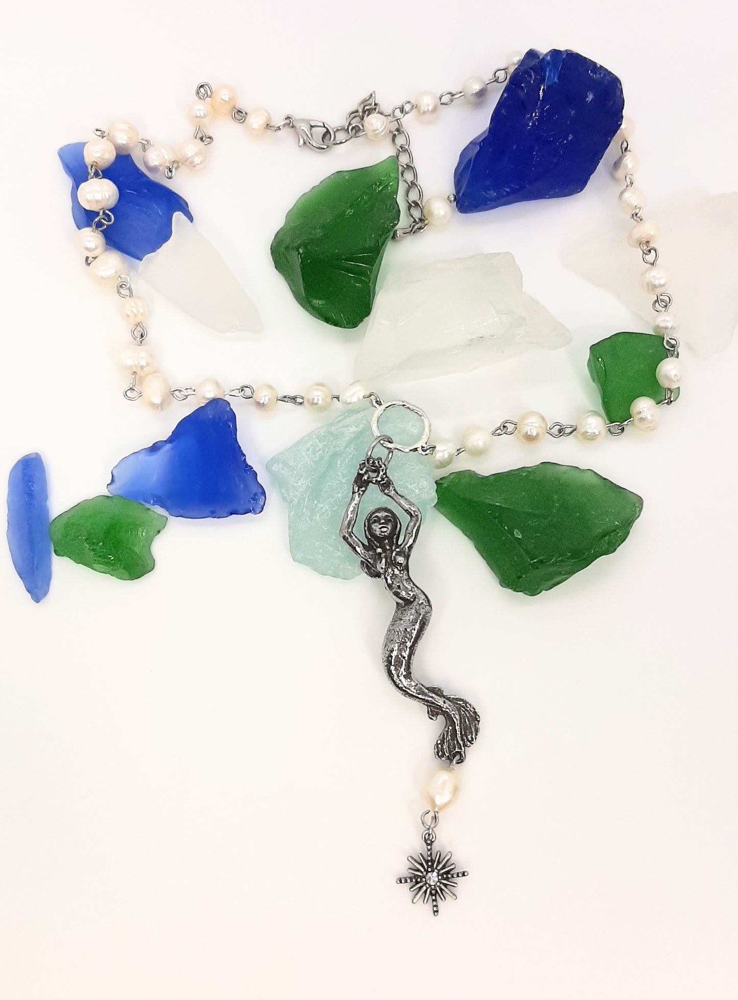 Freshwater Pearls + Mermaid Necklace
