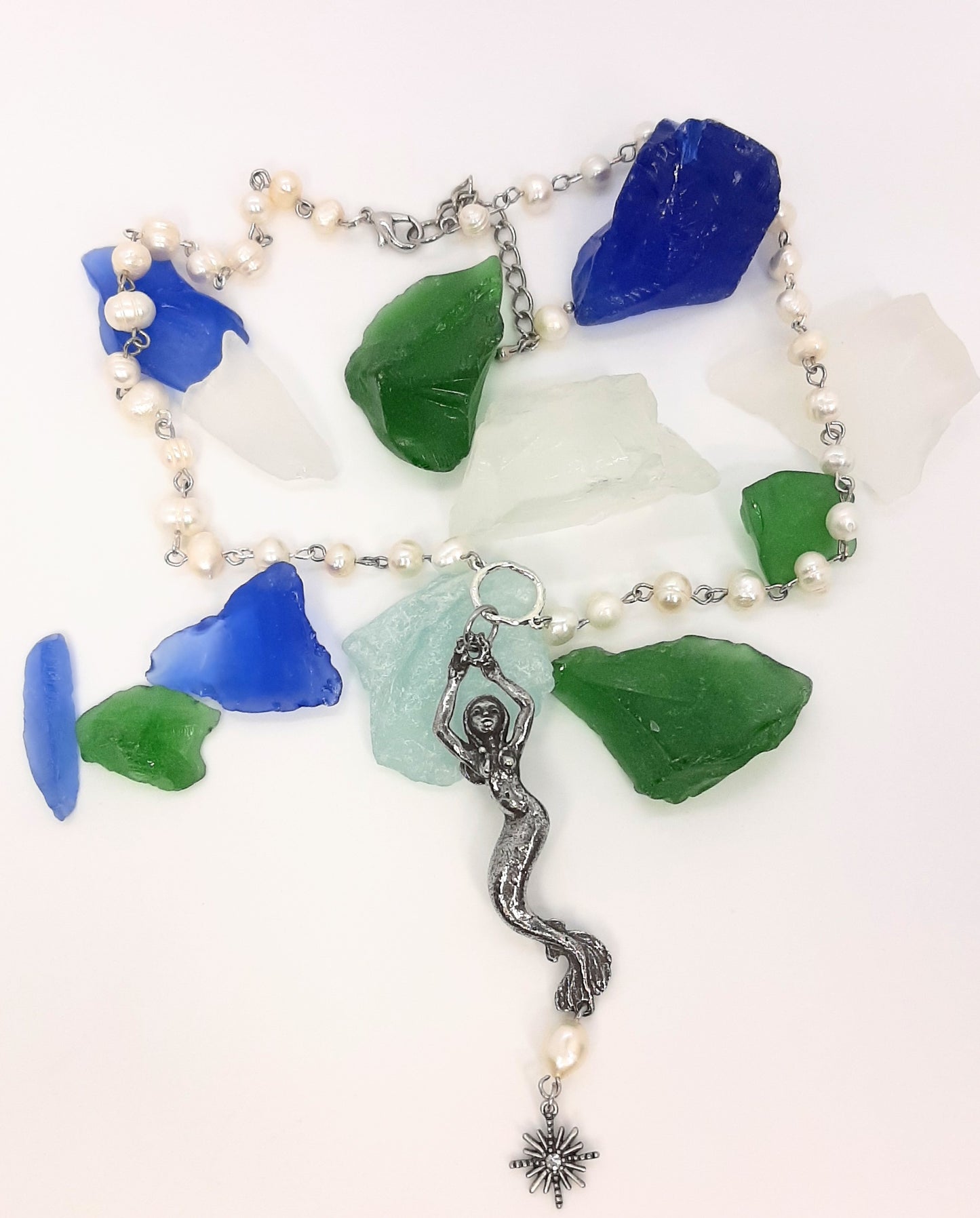Freshwater Pearls + Mermaid Necklace