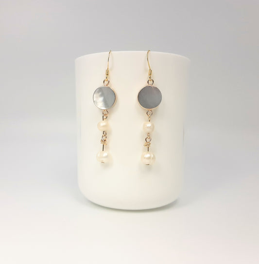 Lip Shell + Freshwater Pearls Earrings