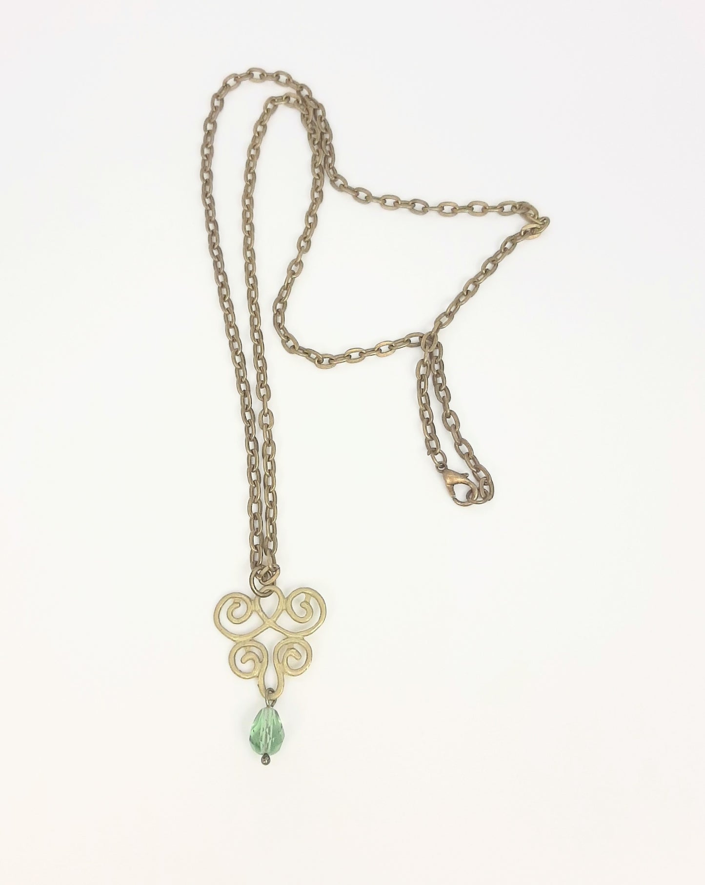 Scrolling Pendant Seafoam Green Teardrop Necklace