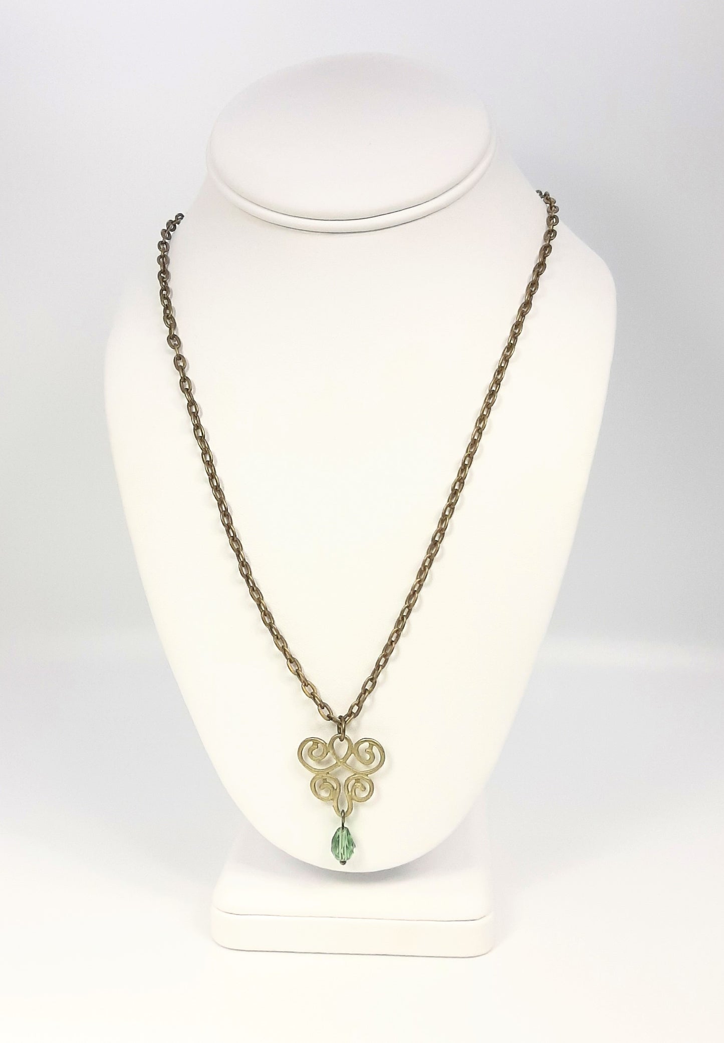 Scrolling Pendant Seafoam Green Teardrop Necklace