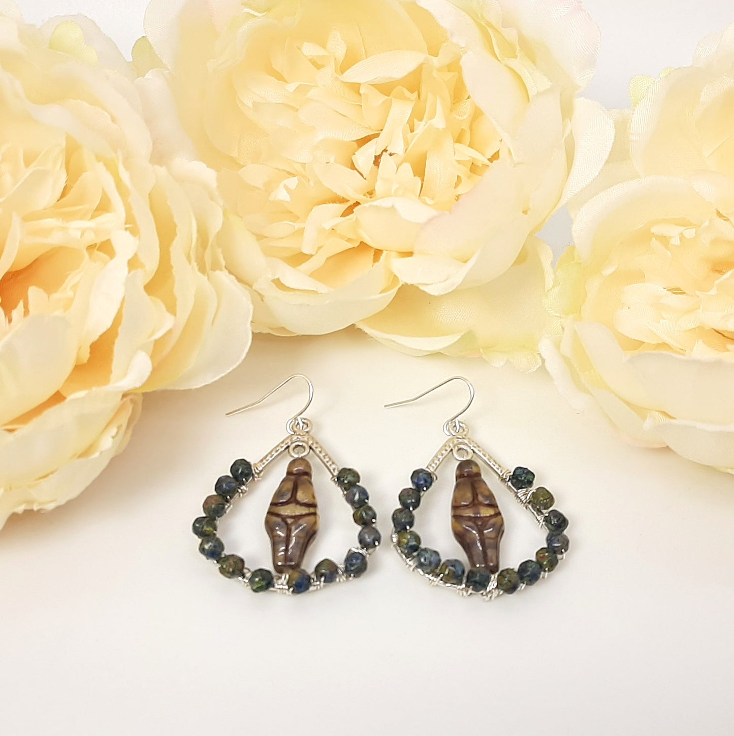Goddess Within Amber + Earth Czech Glass Earrings