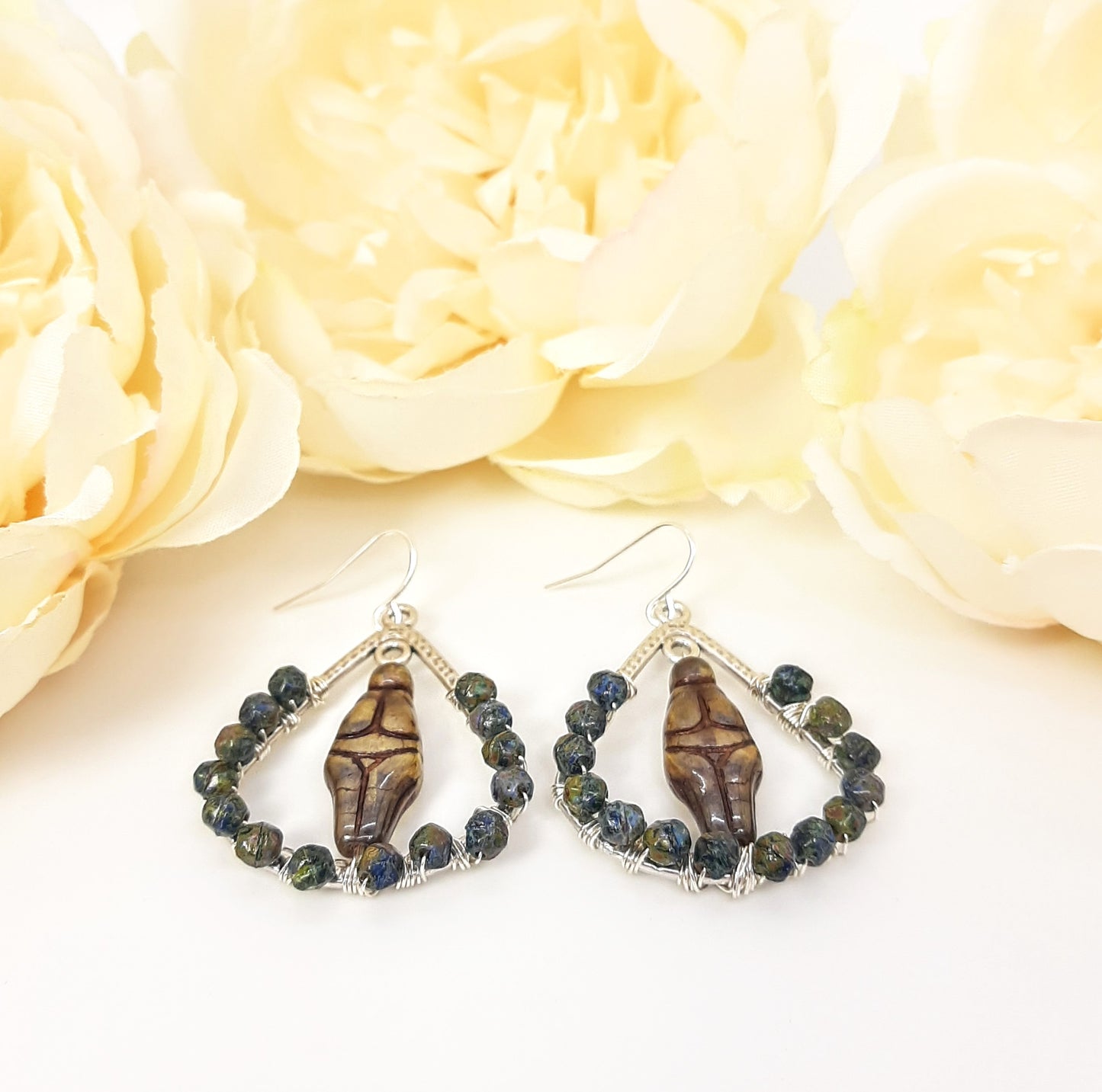 Goddess Within Amber + Earth Czech Glass Earrings