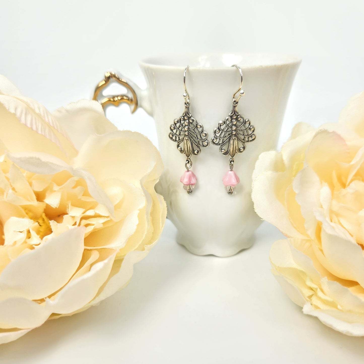 Trumpet Flower + PInk Tulip Earrings