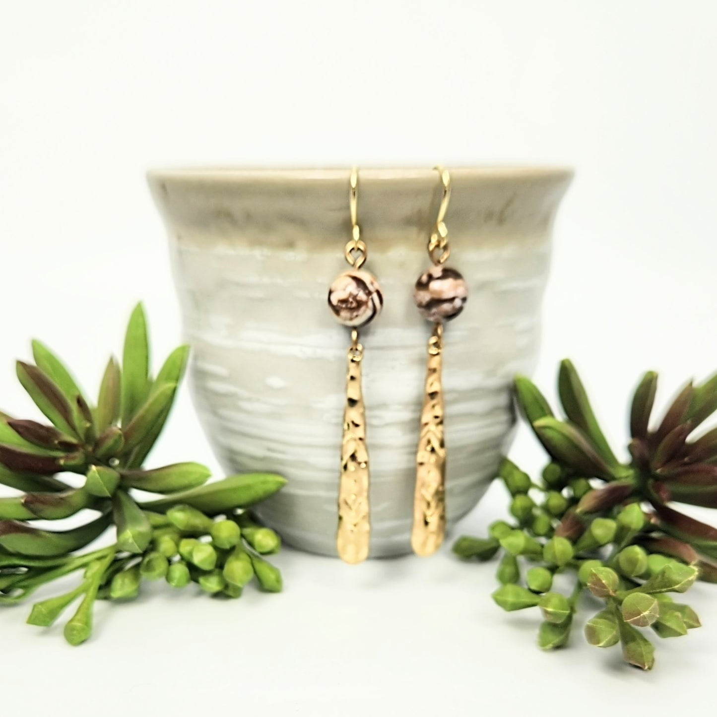 Zebra Jasper + Paddle Drop Earrings