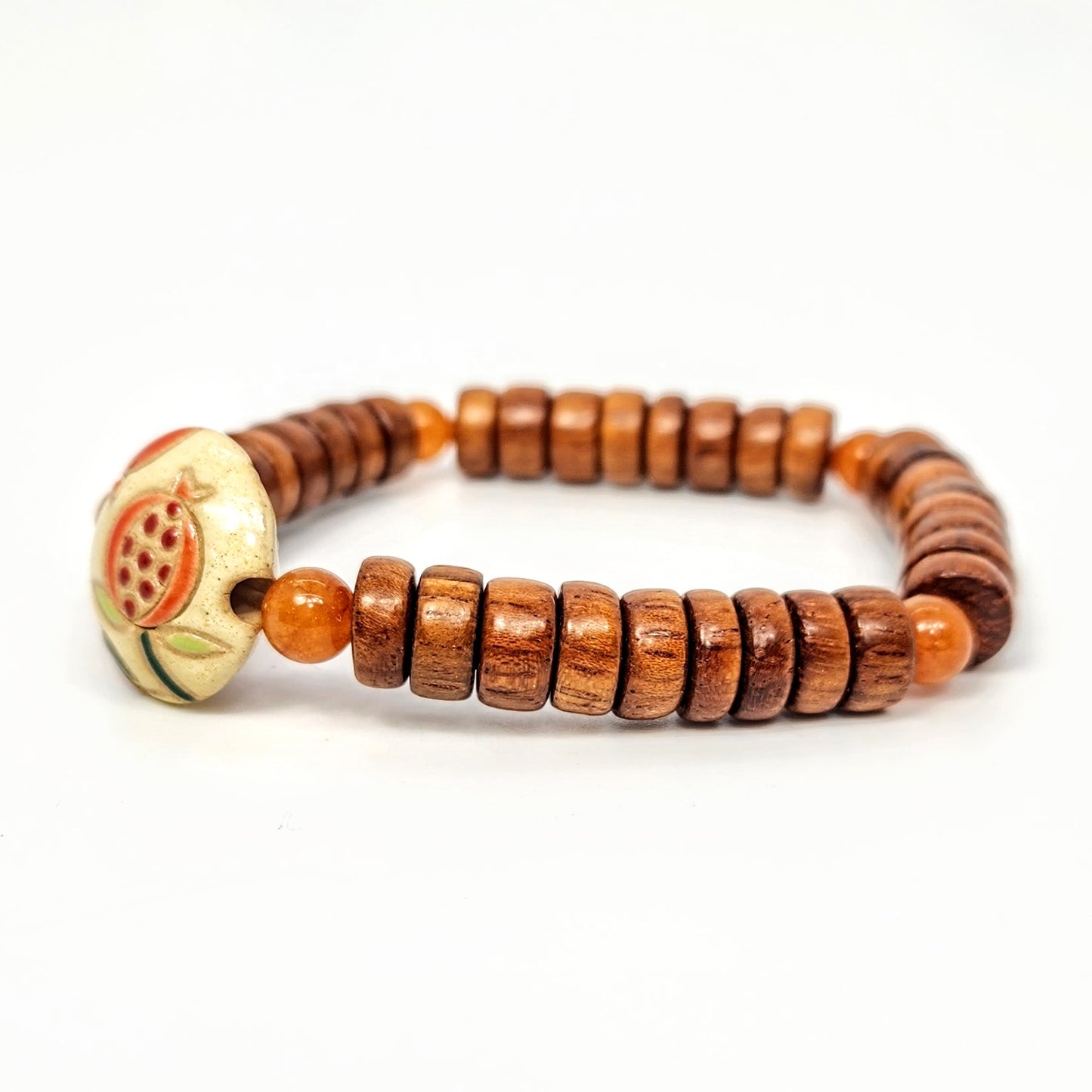 Pomegranate Focal + Quartz + Bayong Bead Bracelet