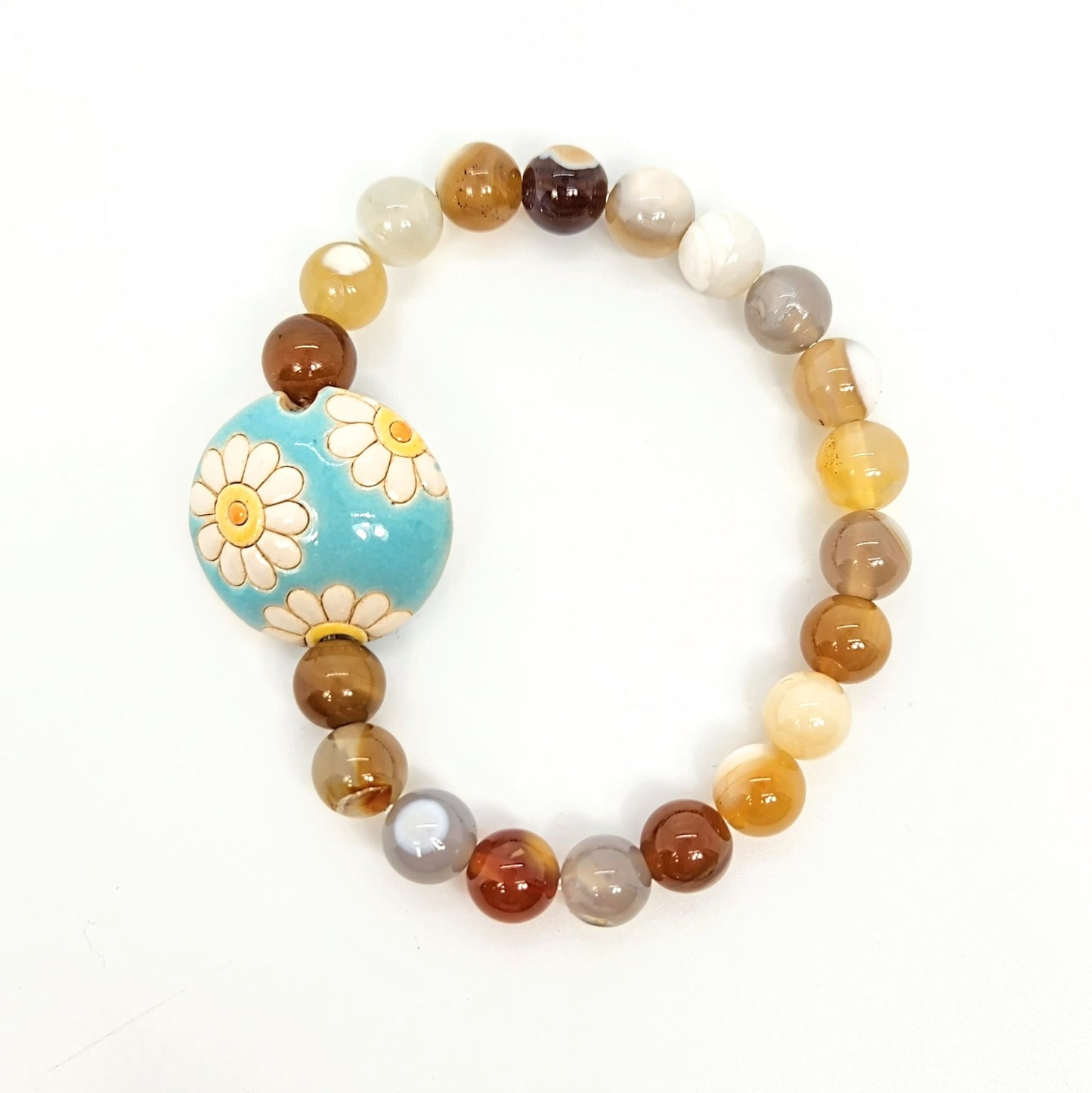 Daisy Flower Power + Blaze Agate Bracelet