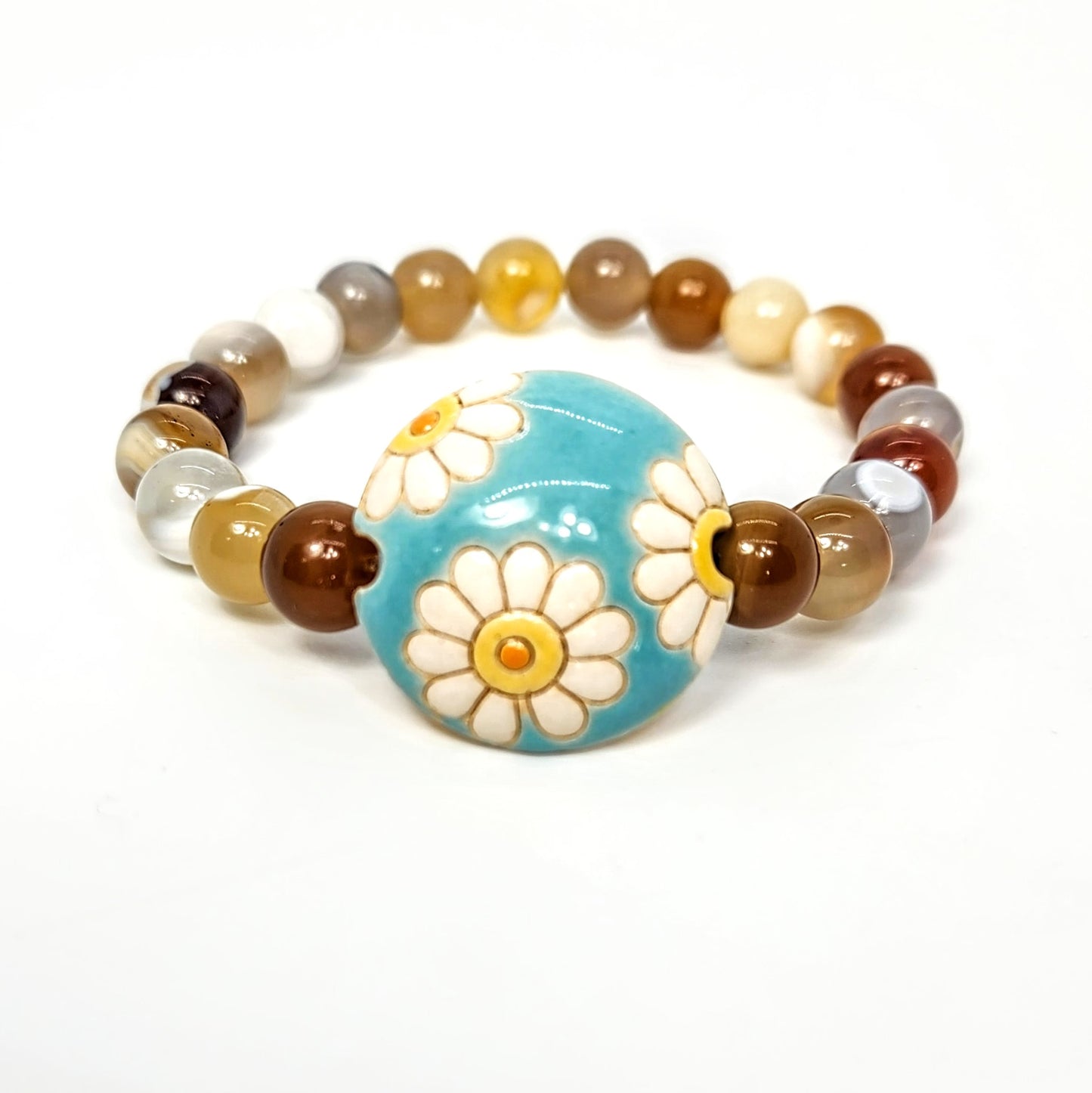 Daisy Flower Power + Blaze Agate Bracelet