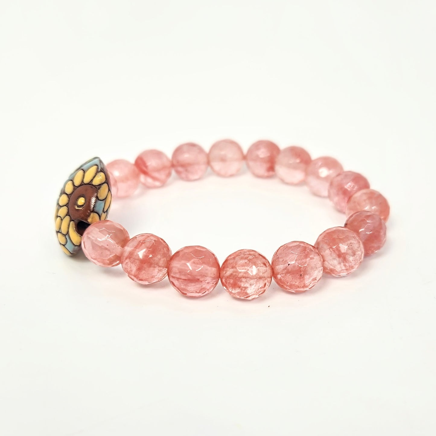 Sunflowers + Cherry Quartz Bracelet