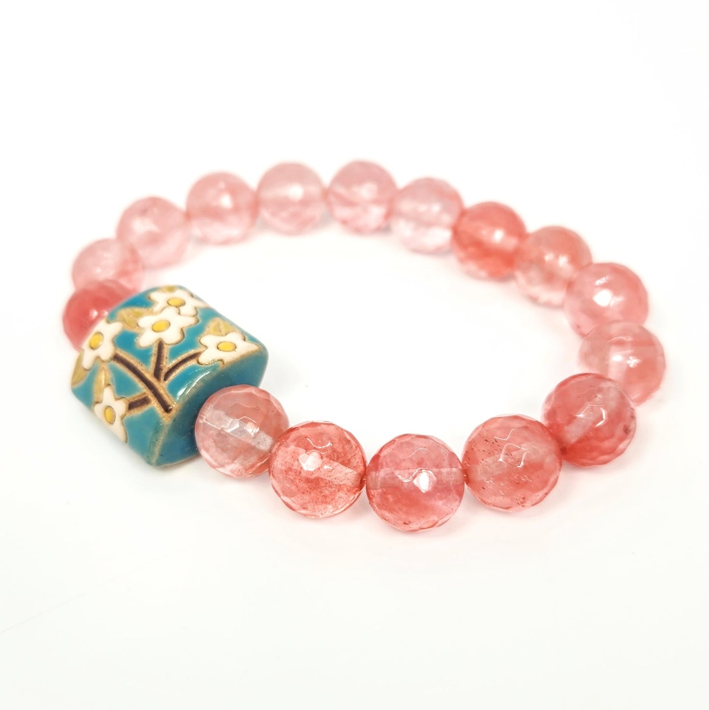 Flower Branch + Cherry Quartz Bracelet