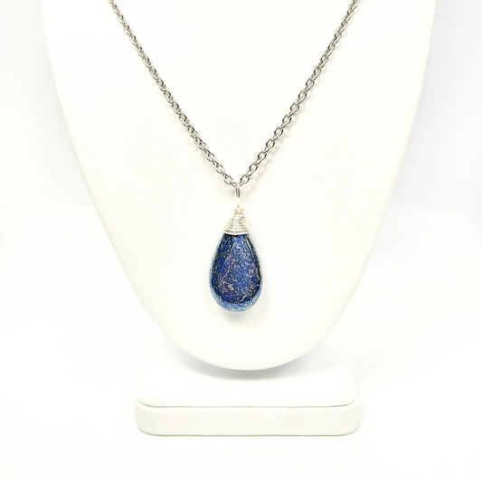 Czech Glass Indigo Teardrop Necklace