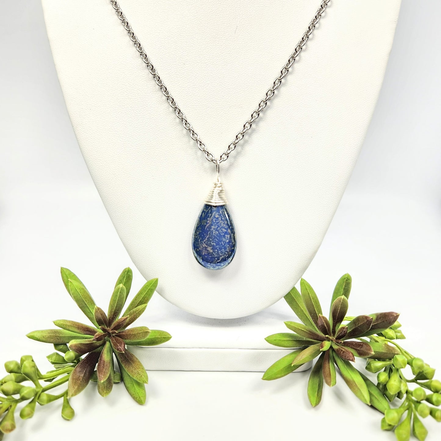 Czech Glass Indigo Teardrop Necklace