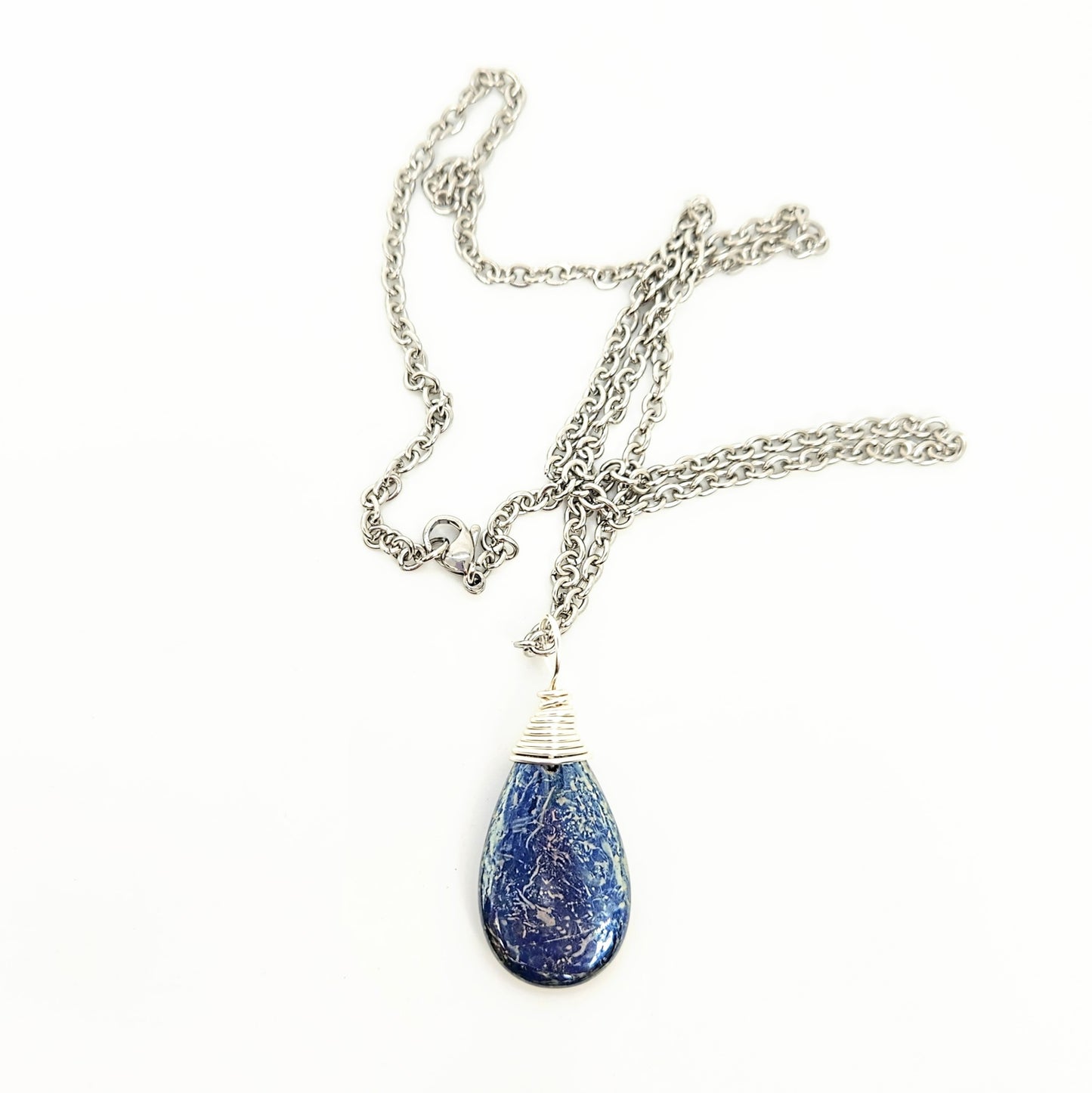 Czech Glass Indigo Teardrop Necklace