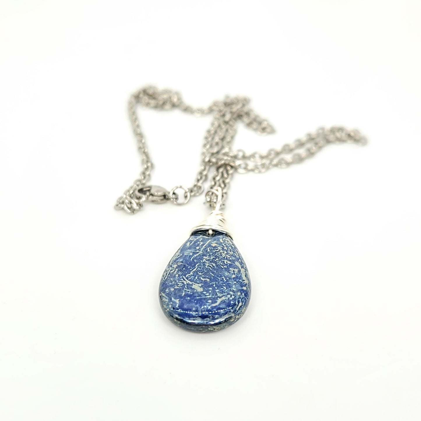 Czech Glass Indigo Teardrop Necklace