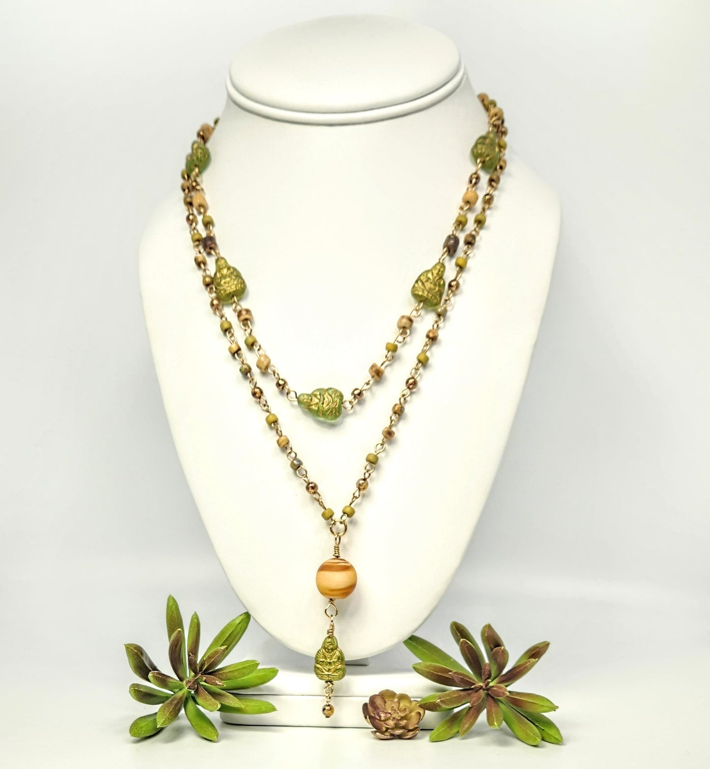 Sitting Buddha Green Necklace