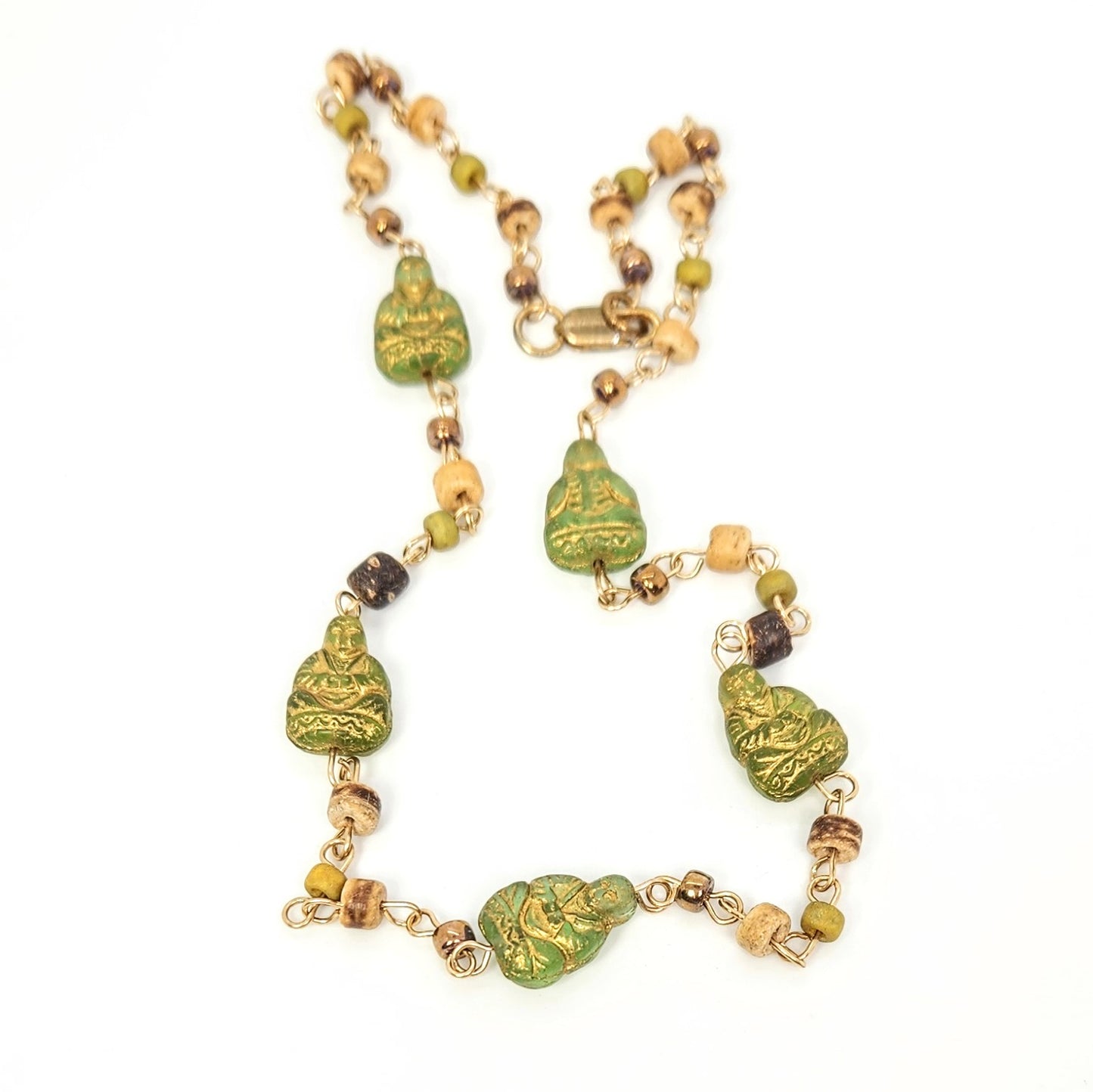 Sitting Buddha Green Necklace
