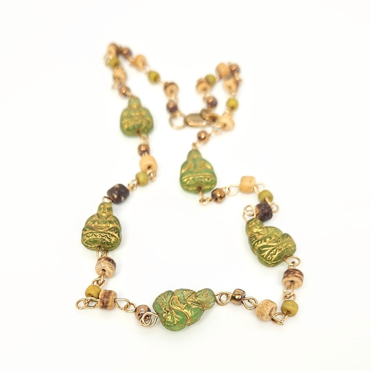 Sitting Buddha Green Necklace