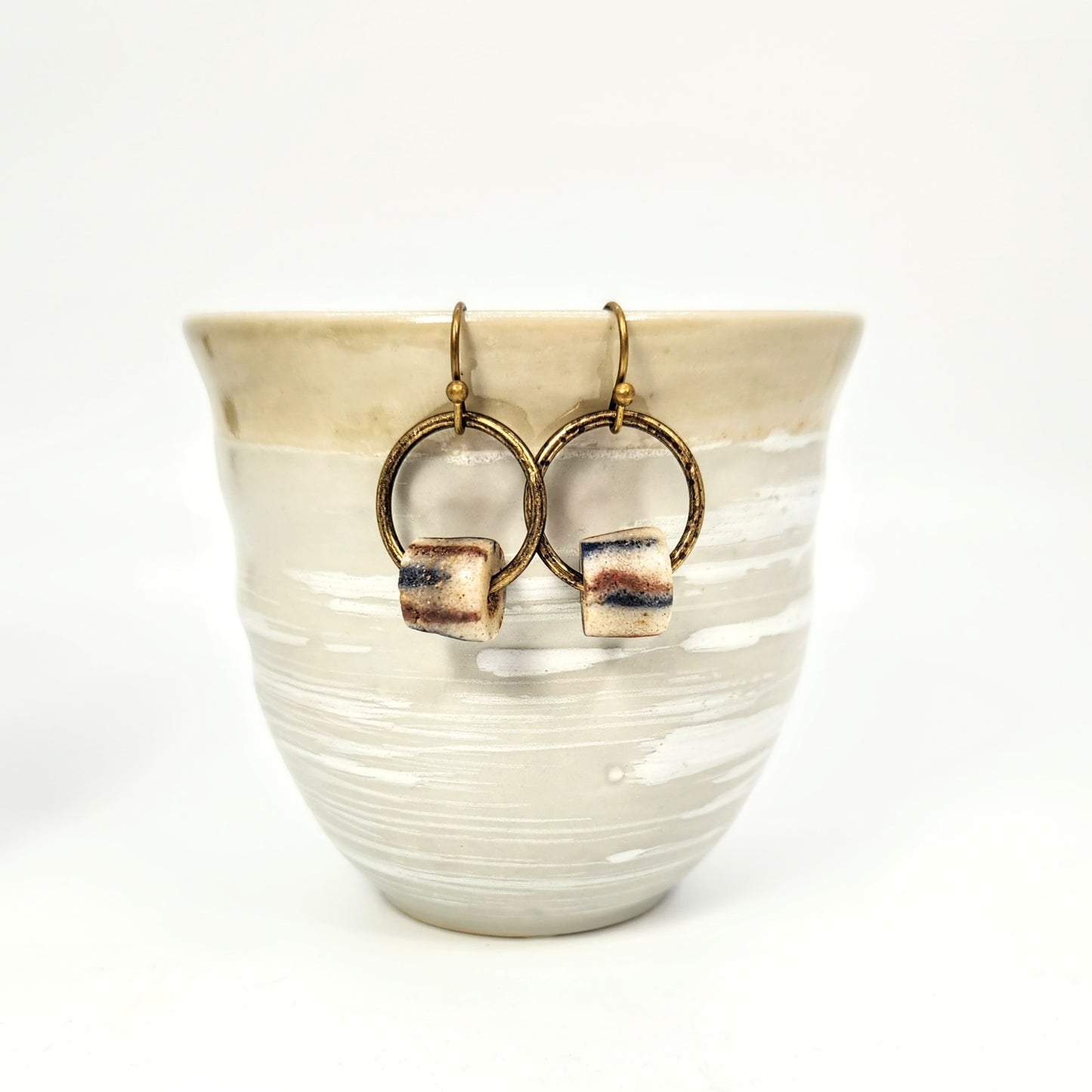 Powder Glass African Bead Earrings