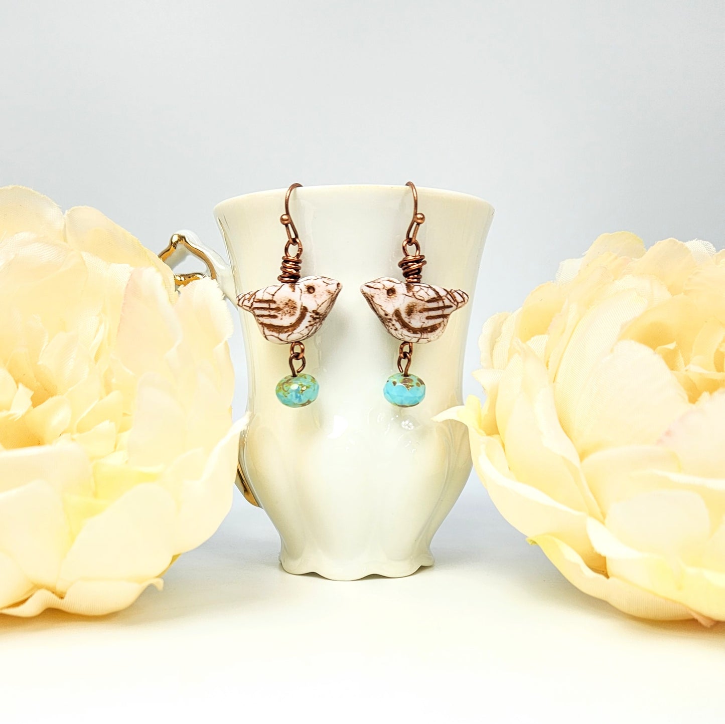 Birds + Blue Drop Earrings