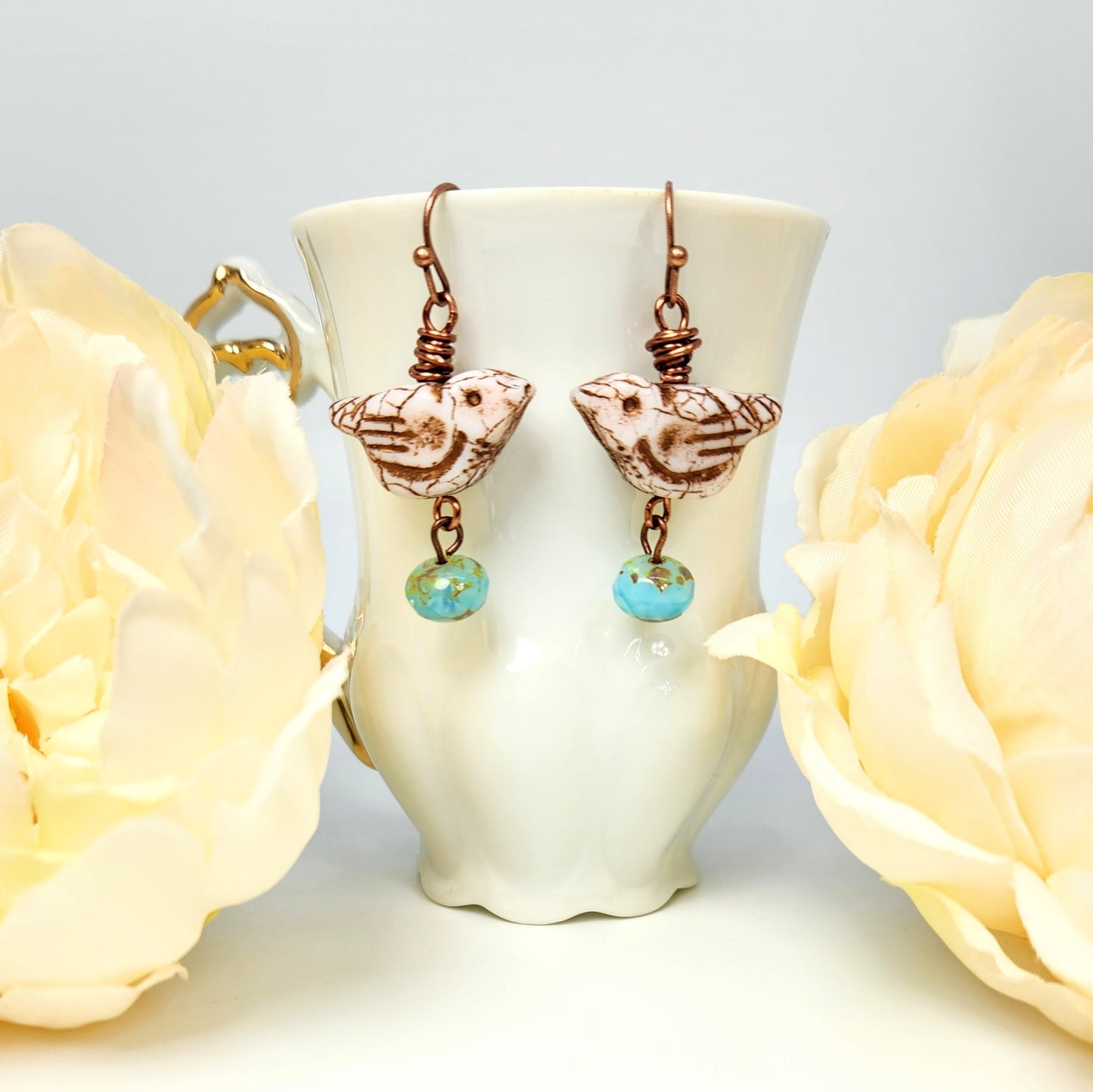 Birds + Blue Drop Earrings