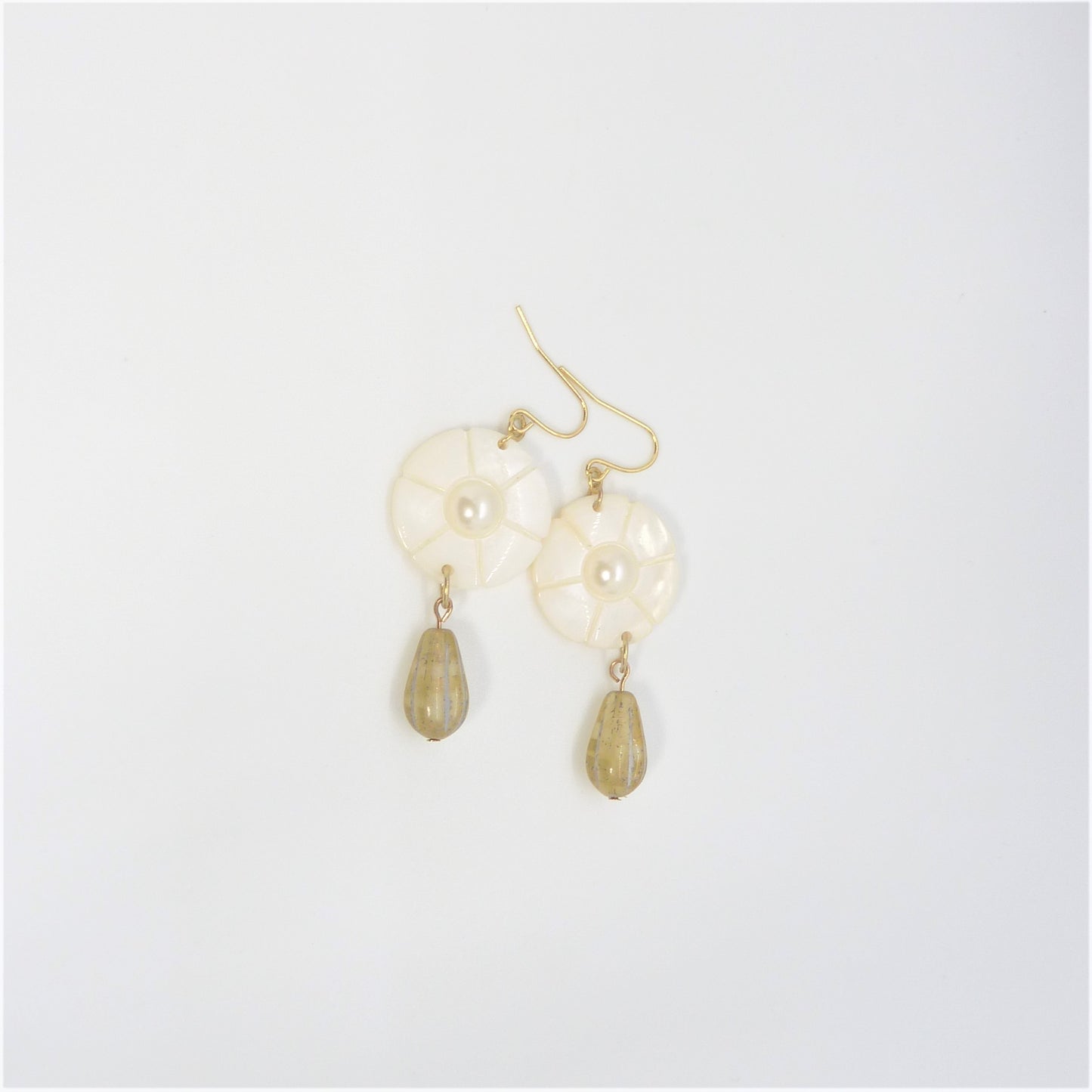 Mother Of Pearl Flower Teardrop Earrings