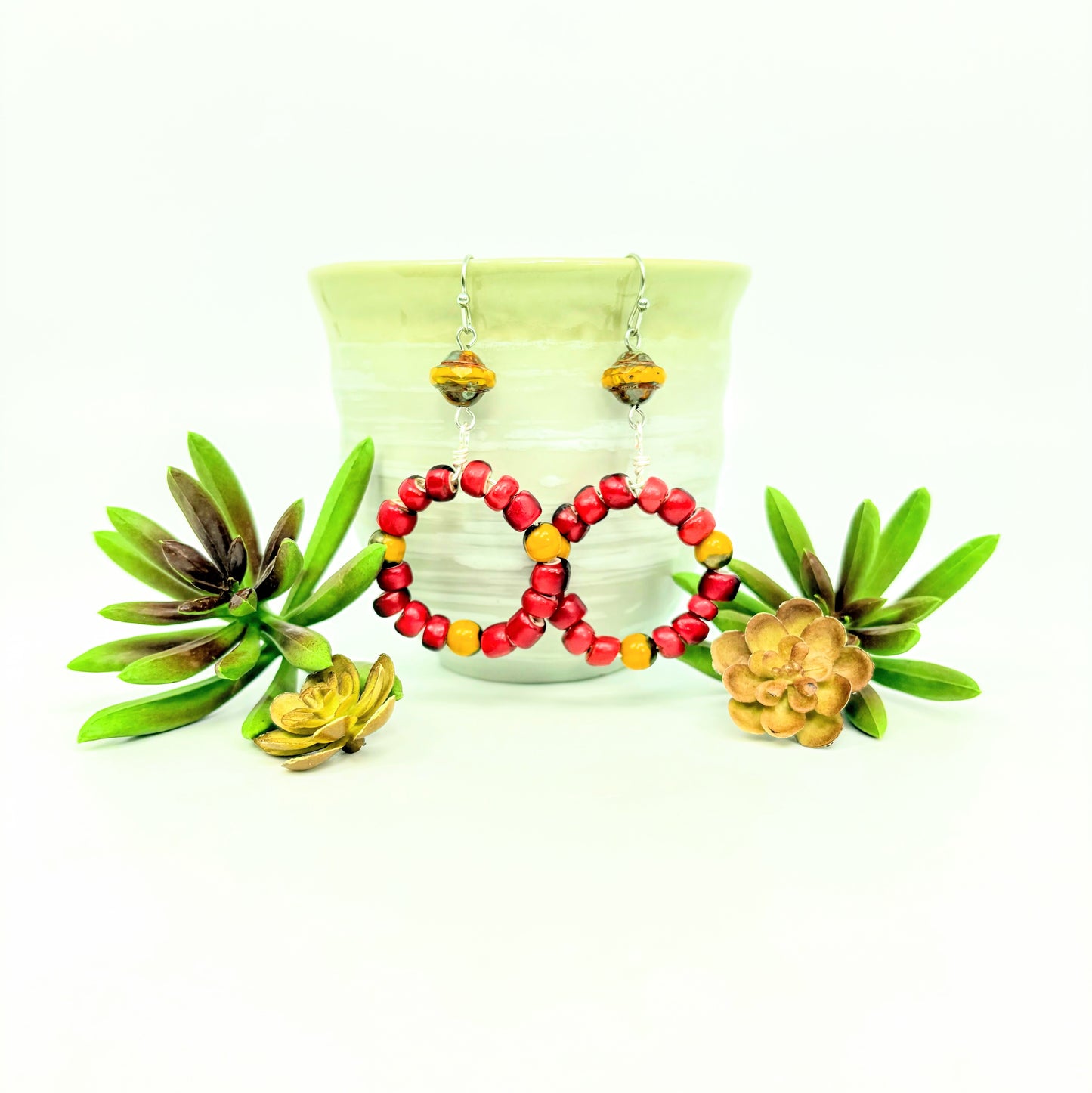 Red + Gold Boho Hoops