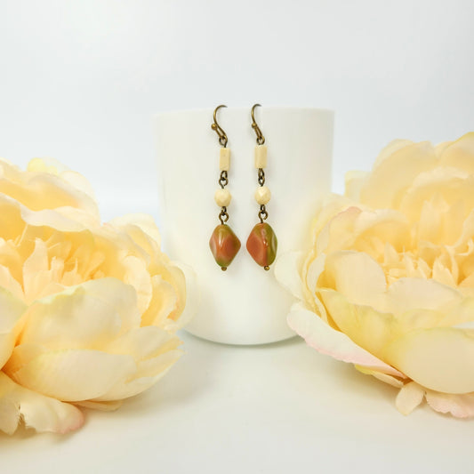 Chartreuse + Mauve Dangle Earrings