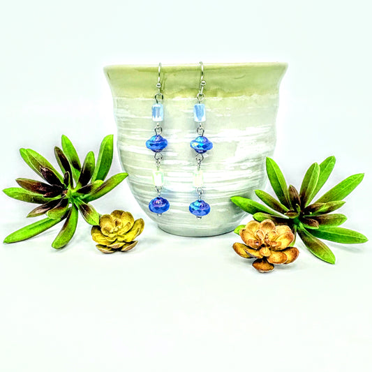 Cornflower Saturn Bead Earrings