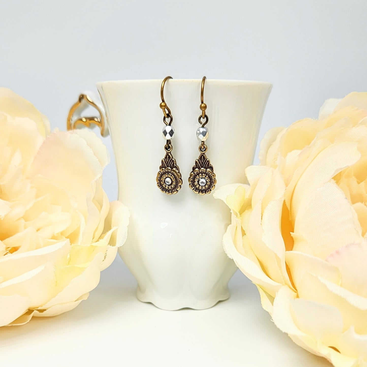 Ornate Floral Drop Earrings