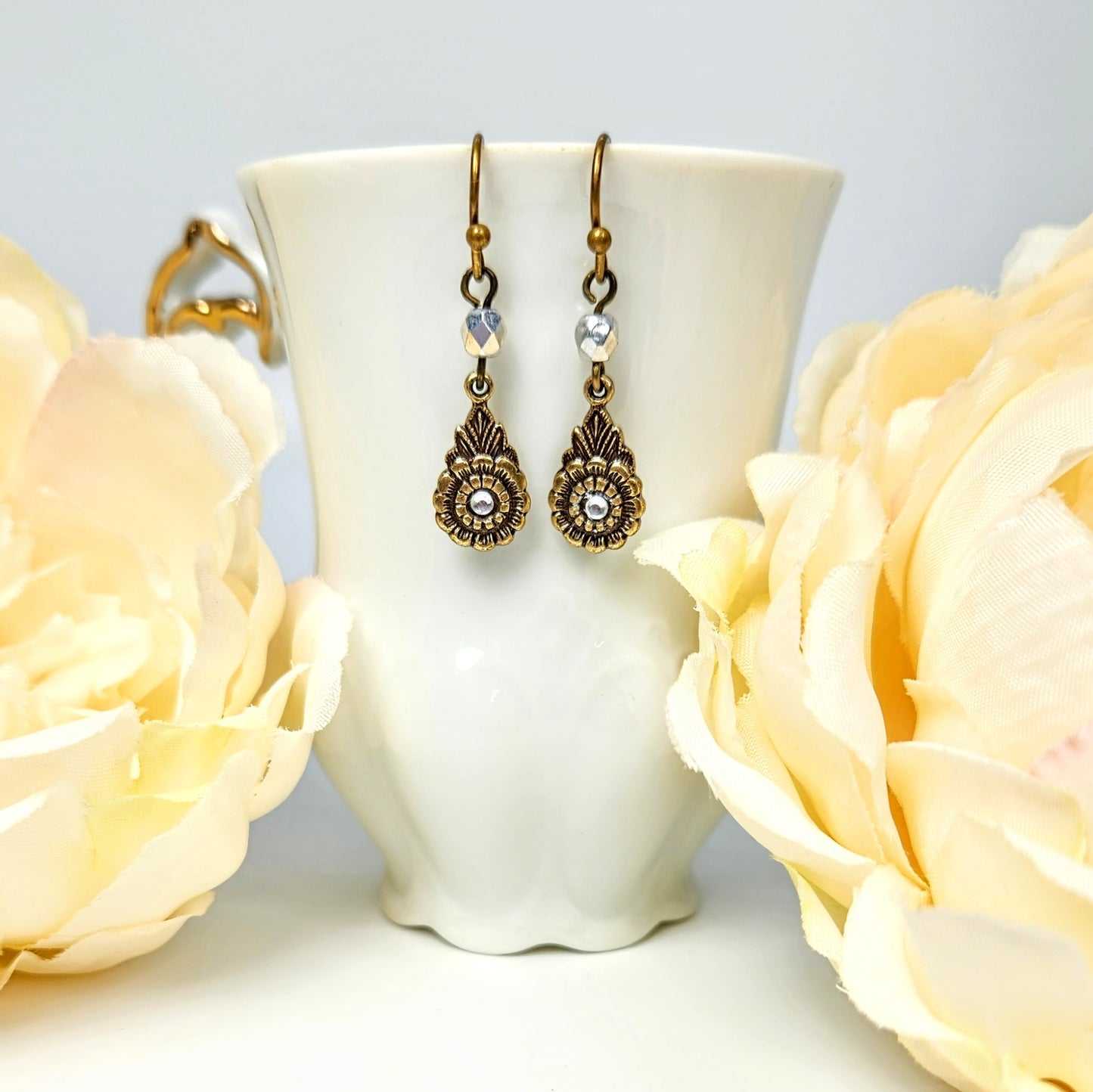 Ornate Floral Drop Earrings