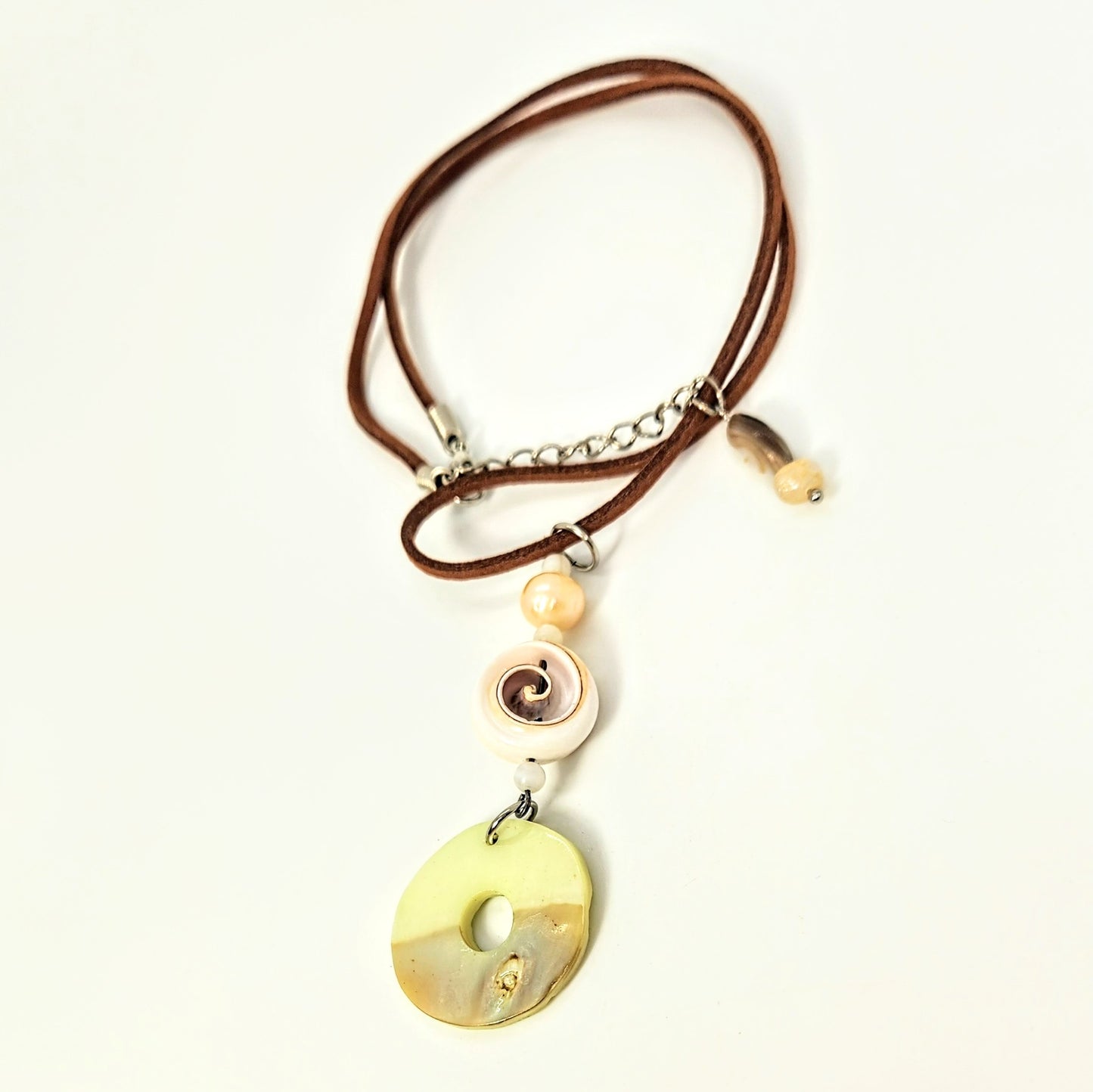 Shells Pendant + Leather Cord Necklace