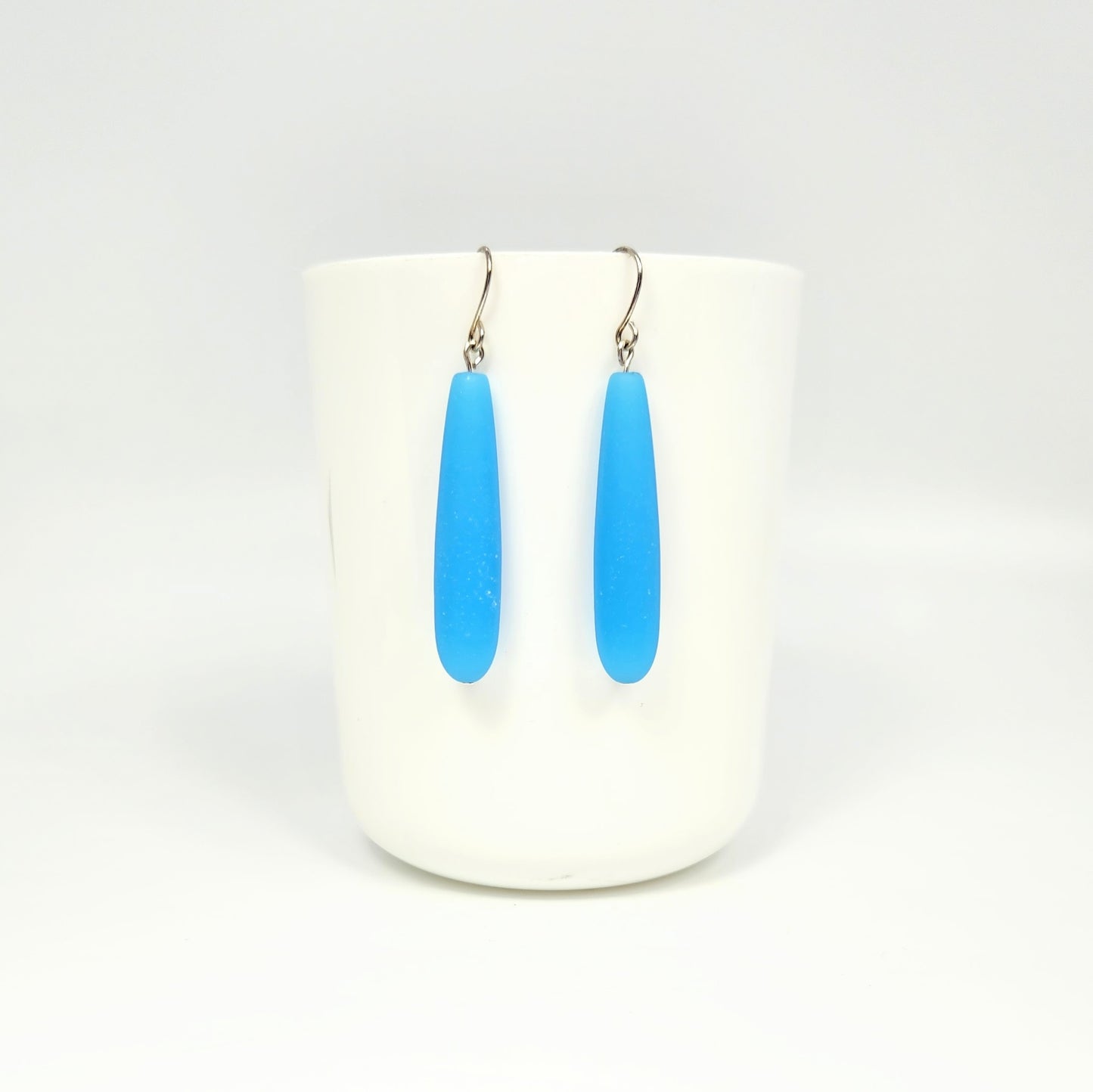Glass Teardrop Earrings Blue