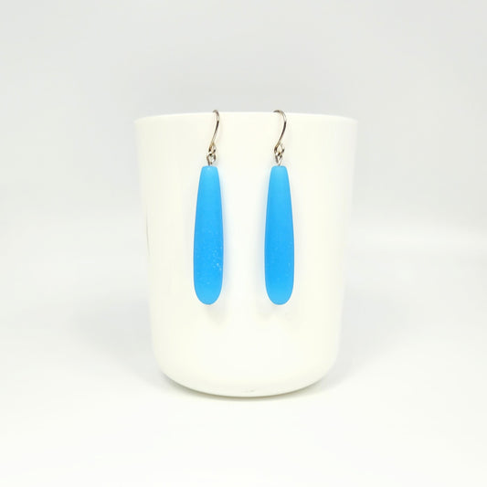 Glass Teardrop Earrings Blue