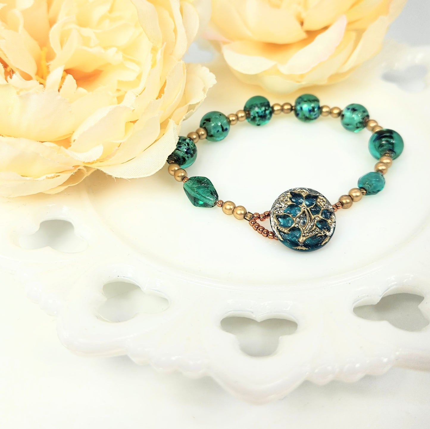 Lilly of the Valley Button Bracelet