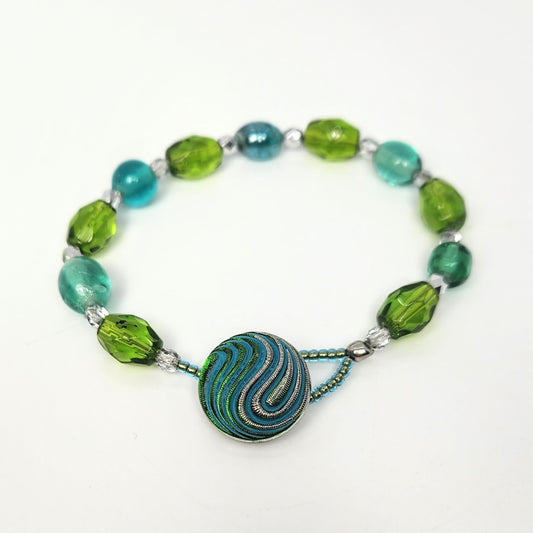 Green and Blue Button Bracelet