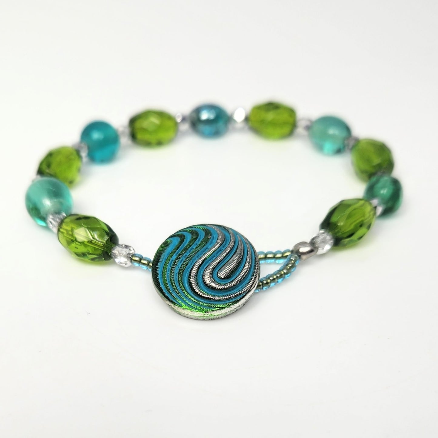 Green and Blue Button Bracelet