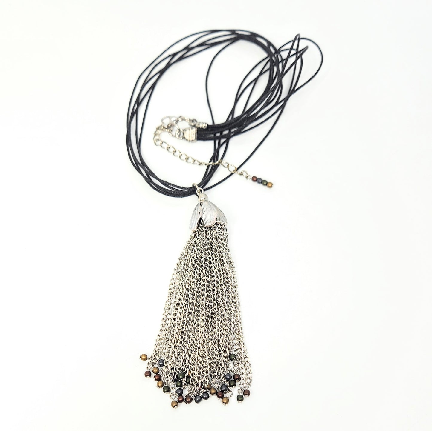 Chain Tassel + Black Cord Necklace