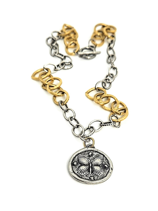 Butterfly + Maple Leaf Necklace