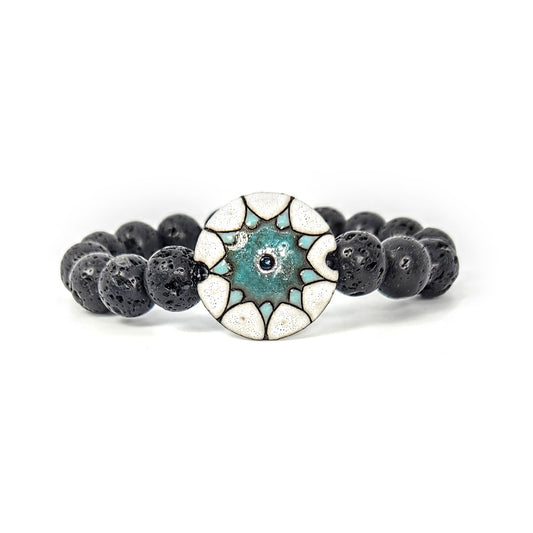 Lava Beads + Blue Star Bracelet