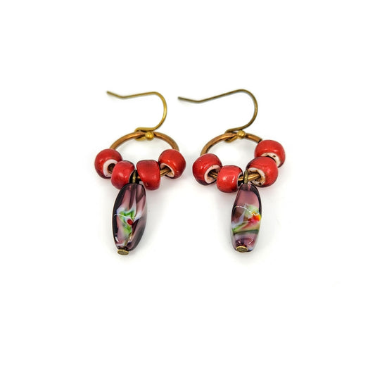 Red + Purple Boho Earrings
