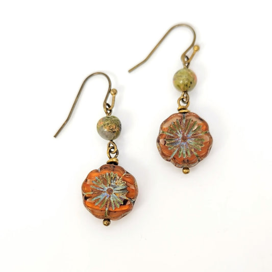 Unikite + Flower Earrings