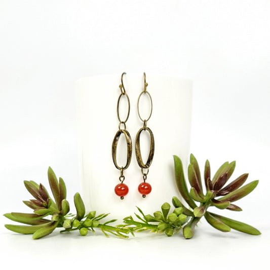 Ovals + Carnelian Earrings