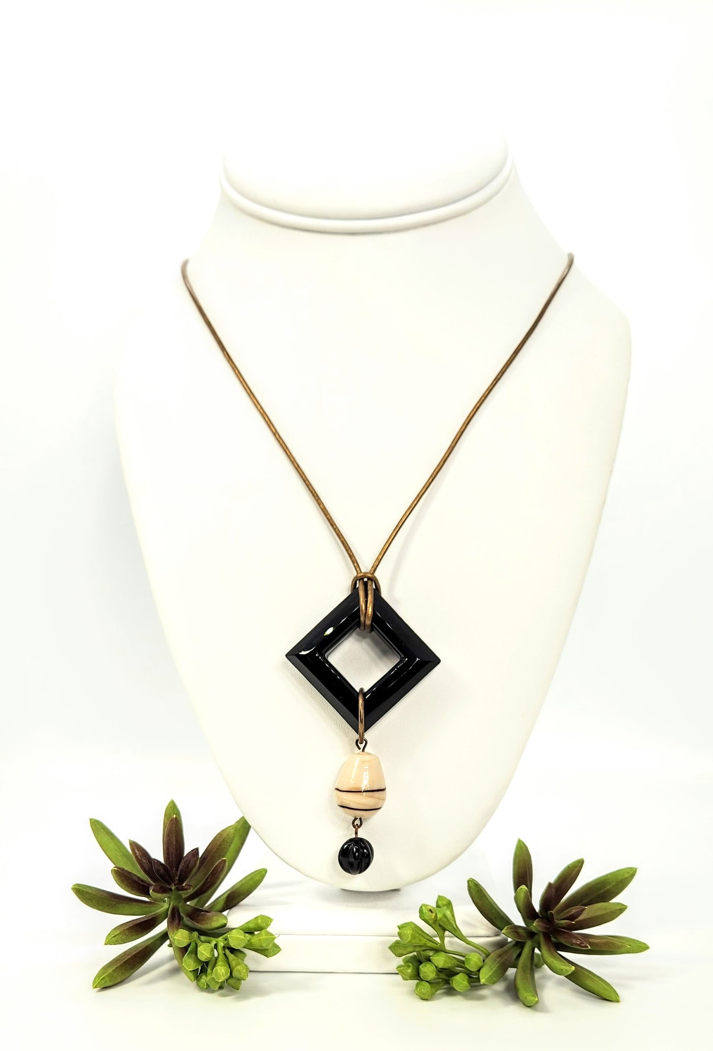 Geometric Abstract Leather Necklace