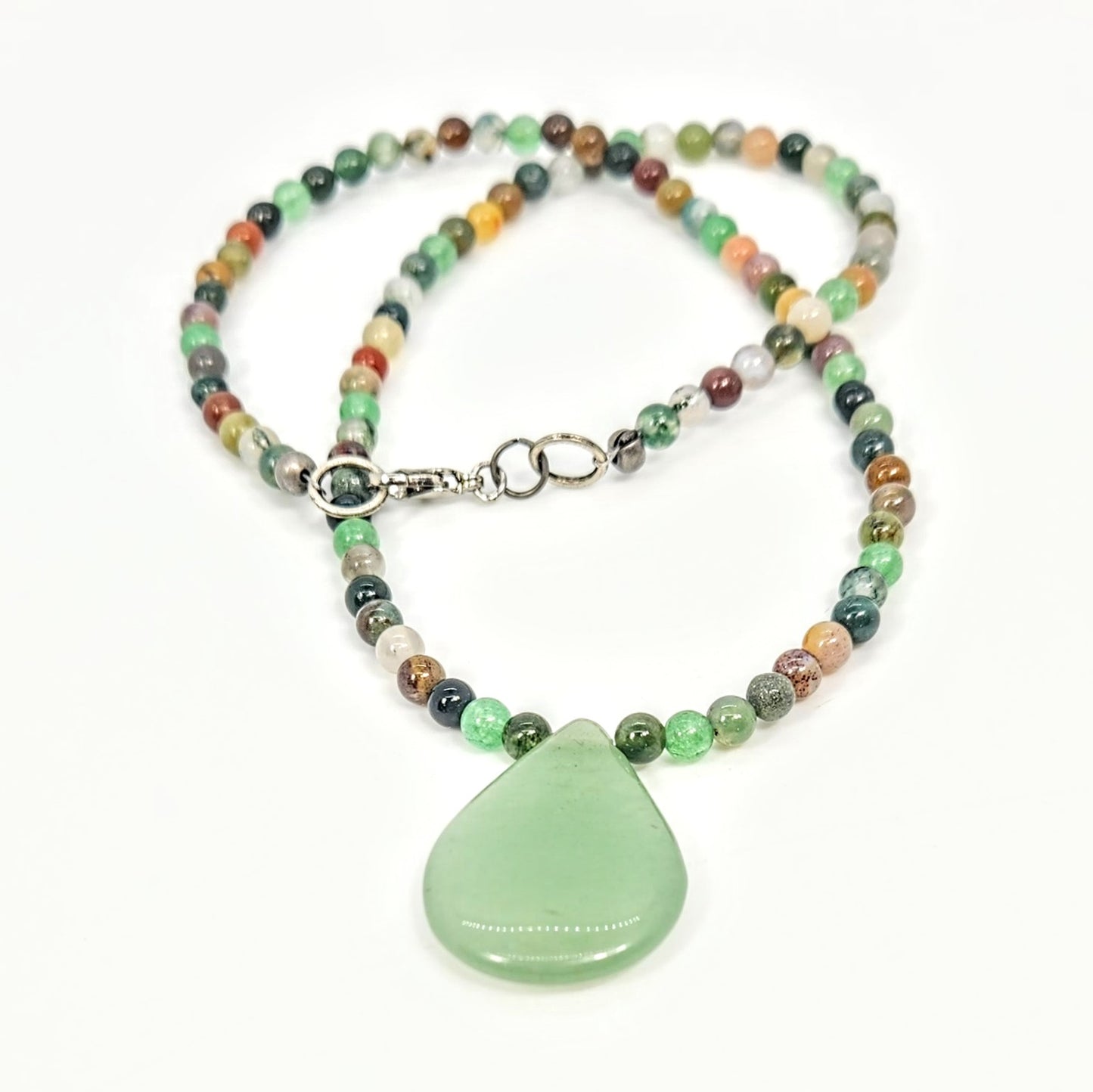 Fancy Jasper + Aventurine Teardrop Necklace