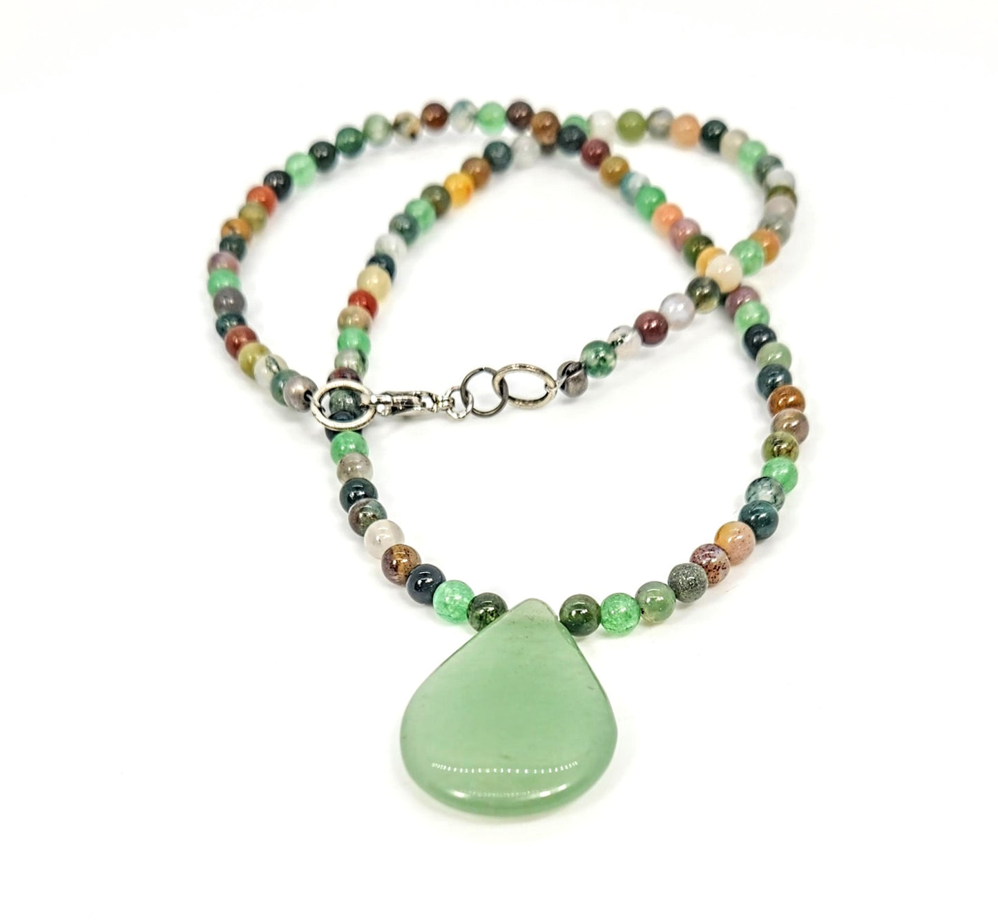 Fancy Jasper + Aventurine Teardrop Necklace