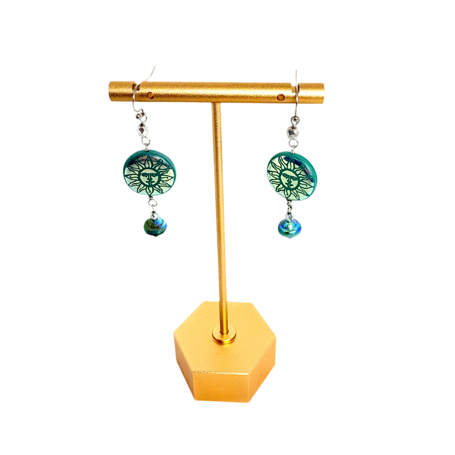 Sun Burst on Turquoise Earrings