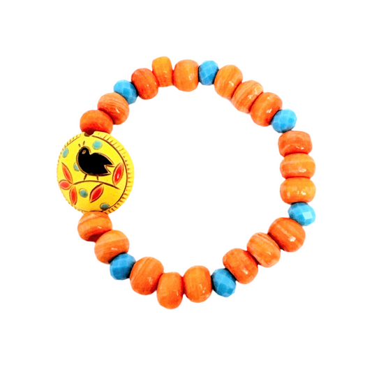 Black Bird on Yellow Bracelet