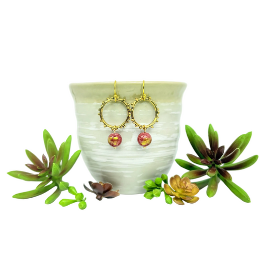 Pebbled Rings + Mauve Earrings