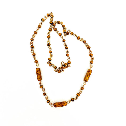 Bronze + Rectangle Czech Glass Necklace