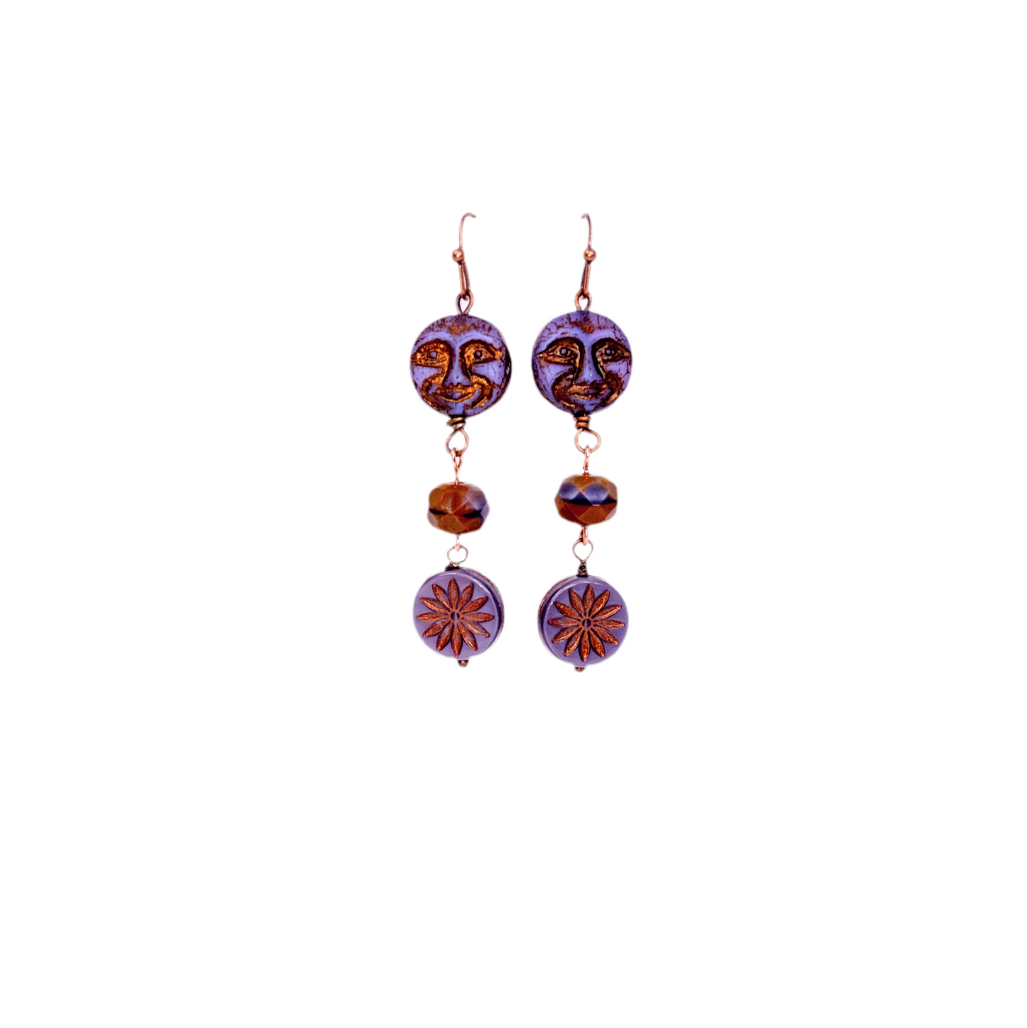 Man in the Moon Purple Earrings